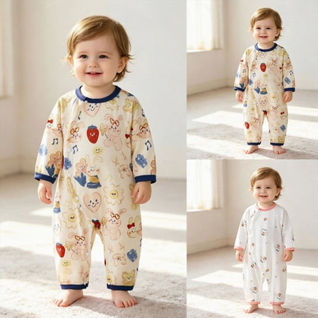 Boys Long Sleeve Top And Pants 2 Piece Pajama Set skin‑friendly 6-12 Months 12-24 Months 2t 3t 4t 5t 6t 7t 8t 9t Children Beige 6-9 Months