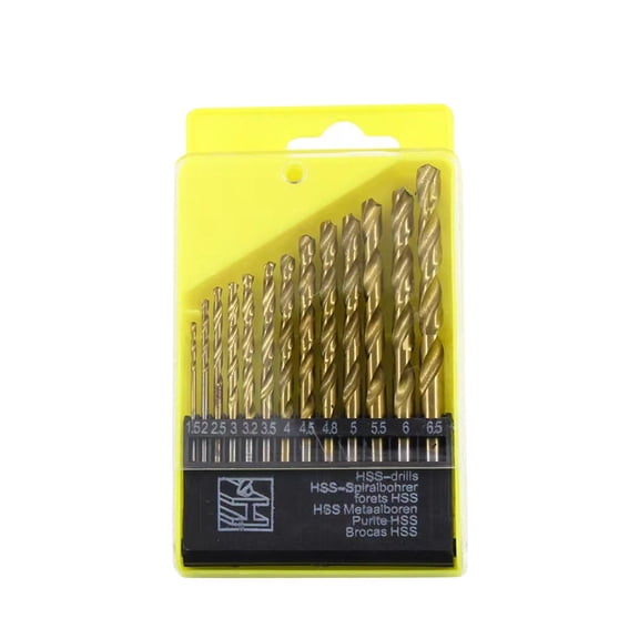 High Speed Steel Twist Drill Bit Set - Gold Coated Drill Bits, 13-Piece Drill Bit Kit - For Metal Wood Drilling, Diy Projects, Professional Tool Use
