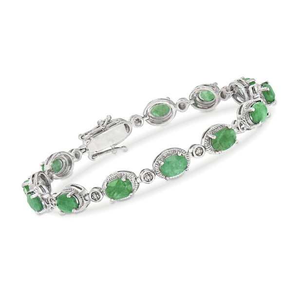 Ross-Simons - Ross-Simons 9.10 ct. t.w. Emerald Bracelet in Sterling