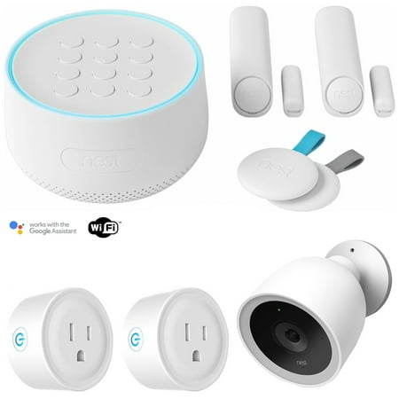 Nest Secure Alarm System Starter Pack (H1500ES) w/ Security Camera Bundle Includes, Nest Cam IQ Outdoor Security Camera, White (NC4100US) and Deco Gear 2 Pack WiFi Smart Plug