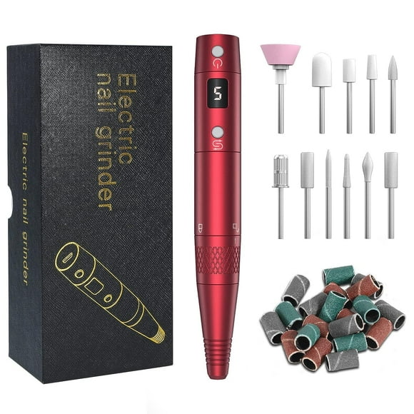 Taladro de uñas eléctrico PELCAS inalámbrico LCD 20000 RPM, 5 velocidades