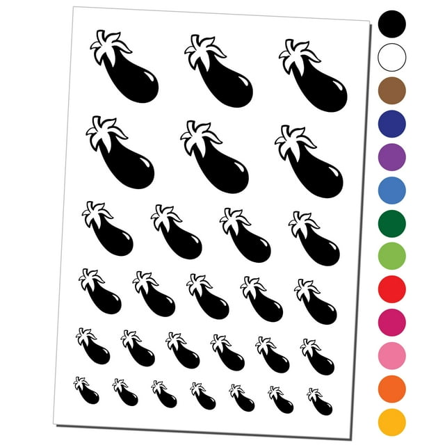 Eggplant Garden Vegetable Water Resistant Temporary Tattoo Set Fake