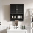 thumbnail image 2 of Bathroom Wall Cabinet, Medicine Cabinet, 2 Doors Over The Toilet Space Saver Storage Cabinet with Large Space, Black, 2 of 15