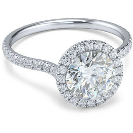 18k White Gold-Tone Cubic Zirconia Halo-Cut Engagement (Best Metal For Engagement Ring)