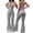 Light Gray, variant on Women's Halter V Neck Backless Flare Leg Jumpsuit Sexy Bodycon One Piece Outfit