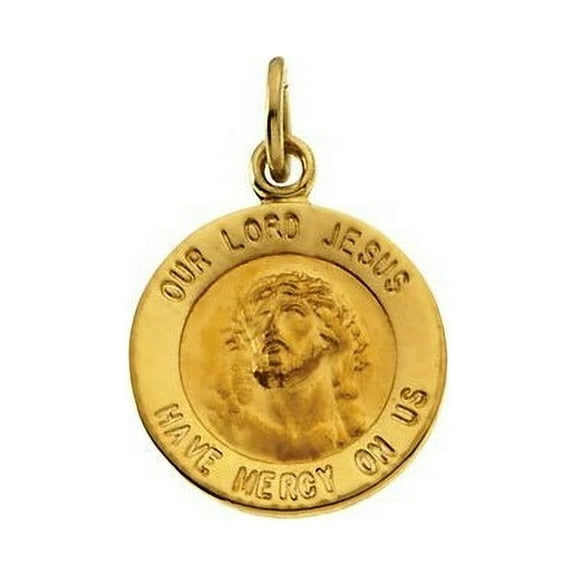 Our Lord Jesus Religious Medal - 14k Yellow Gold- 2/3 inch x 2/3 inch