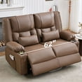 thumbnail image 3 of HSUNNS Recliner Loveseat with Massage & Heating, Oversized Manual Reclining Love Seat Faux Leather Sofa with Cup Holders & Side Pocket for Living Room Home Theater Seating, Brown, 3 of 8