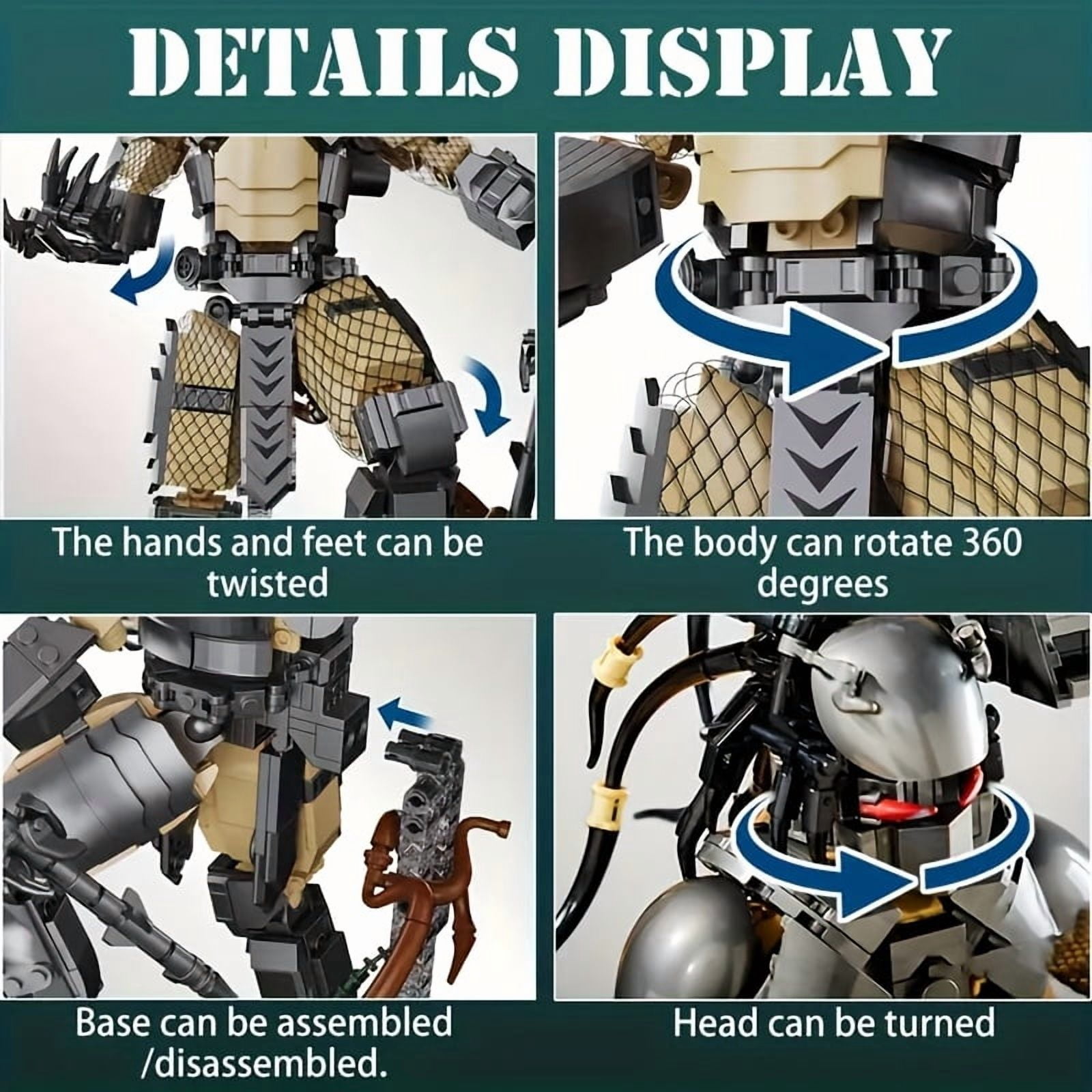 Remocguys Alien Predator Model Building Set Compatible with Lego Action Figure for Adults 978 Pcs
