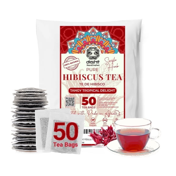 50 Hibiscus Tea Bags, 100% Natural Hibiscus Tea, Calming & Stress Relief, Non-GMO, Caffeine-Free . by Akshit