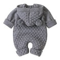 thumbnail image 2 of 1 pcs Baby Boy Girl Knitted Romper Outfits Infant Hoodie Sweater Bear Jumpsuit Overalls One-piece Bodysuit Outerwear,gray,80cm, 2 of 8
