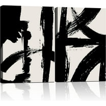 2Pcs Framed Abstract Black and White Canvas Wall Art Minimalist Brushstroke Line Prints Modern Home Gallery Style Picture Painting Posters Bedroom Living Room Officech Ready to Hang