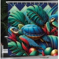 thumbnail image 3 of Ambesonne Turtle Shower Curtain, Exotic Deep Sea Monstera, 69"Wx70"L, Teal Vermilion and Blue, 3 of 4