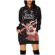 thumbnail image 2 of Vestido corto de sudadera con capucha y bolsillos con estampado navideño para mujer informal a la moda Pompotops hdfakjf453, 2 of 6