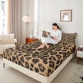 thumbnail image 3 of Erosebridal Fashion Letter H Monogrammed Queen Sheet Sets For Cheetah Pattern Lover,Brown Leopard Print Bed Set For Adults Women 4-Piece, 3 of 6