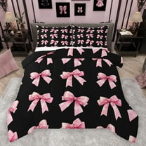 Feelyou Teens Cute Bow-tie Bedding Comforter Set, Butterfly Knot Princess Twin Comforter Sets, Watercolor Bowknot Pink Reversible Bedding Set, Ultra Soft Bedroom Decor, 2pcs