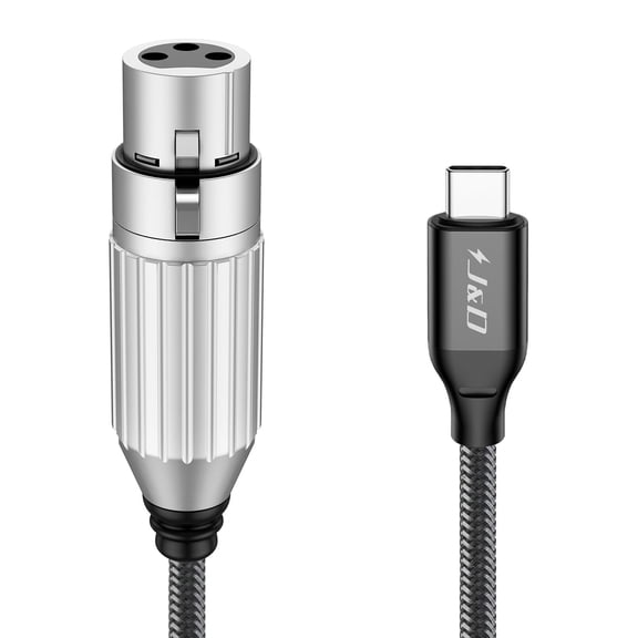 J&D Usb-C to Xlr Female Microphone Cable Braided Audio Recording Cord for Studio & Live Use, 6.6 ft