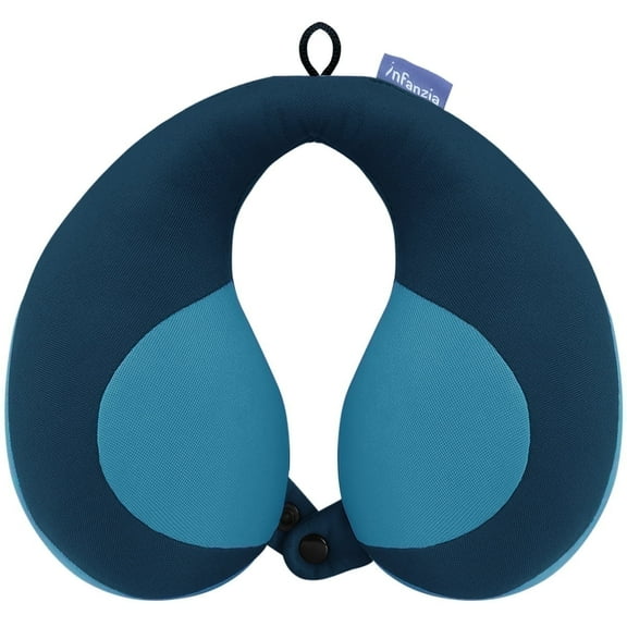 Chin Supporting Travel Neck Pillow , Portable Soft Foam U-Shaped Neck Pillow in the Car seat, Airplane or Pram, Blue