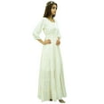 thumbnail image 3 of Bimba Women's 3/4 Sleeve Summer Cotton Maxi Dress Drawstring Waist, 3 of 8