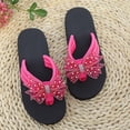 thumbnail image 5 of RotHome Womens Platform Wedge Flip Flops Bow Sandals Rhinestone Bling Thong Open Toe Summer Beach Boho Dressy Casual Shoes Sandals Women Dressy Wedding Flats, 5 of 7