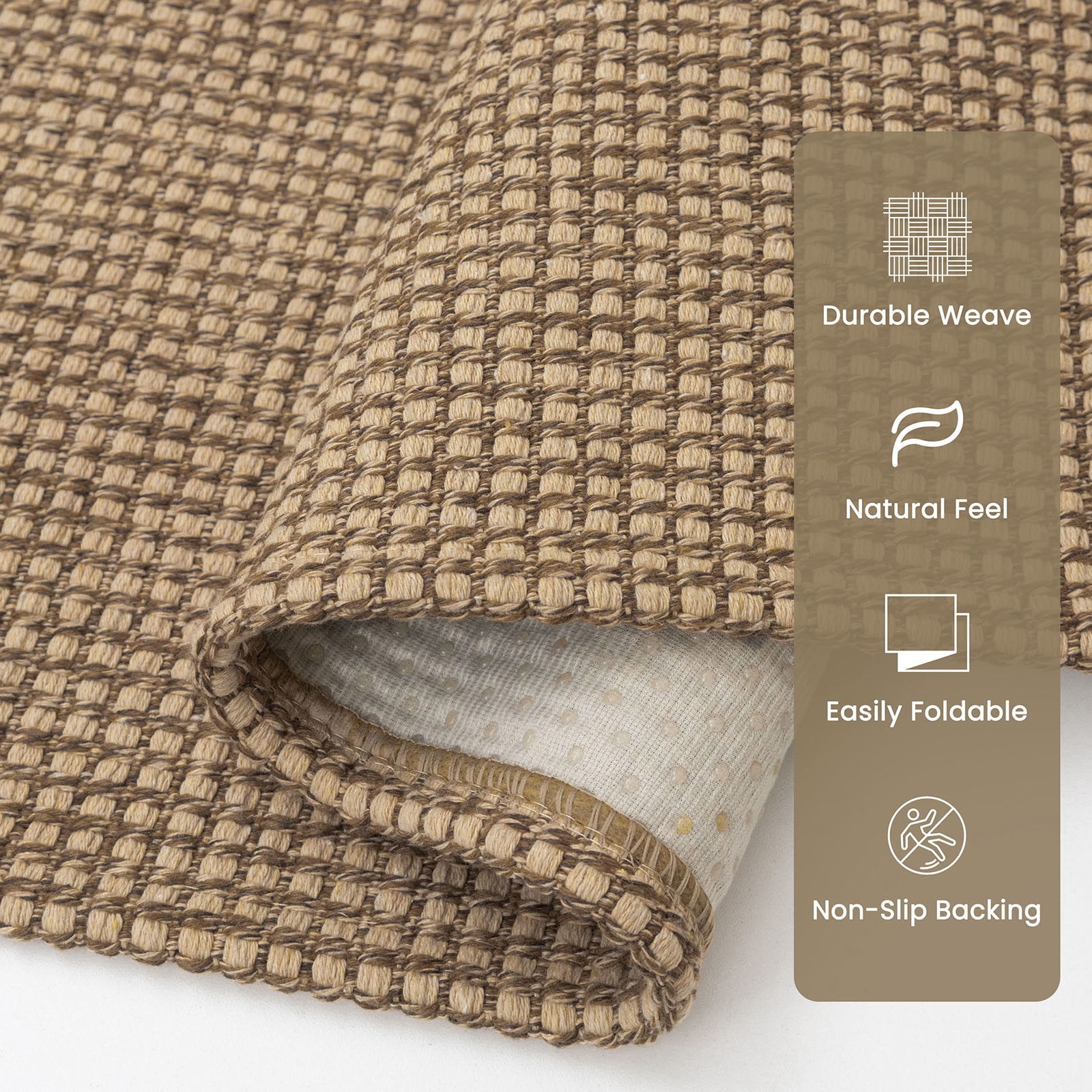Glattice Entryway Rugs 3x5 Washable Area Rugs with Non Slip Rubber Backing Cotton Kitchen Rugs Indoor Door Mat for Entrance Foyer Living Room Bedroom, Orange/Tan/Brown