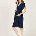 thumbnail image 6 of Fesfesfes Loose Fits Maternity Dress Short Sleeve Breastfeeding Neck Solid Color Summer Pregnancy Dress for Women Comfortable Large Size(Dark Blue,XL), 6 of 6