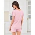 thumbnail image 5 of Ekouaer Womens Pajama Set Summer Short Sleeve Pjs Sleepwear Cute 2 Piece Lounge Sets, 5 of 6