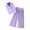 Purple, variant on Girls 2 Piece Outfits Sleeveless Lapel Double Breasted Tops Elastic Waist Wide Leg Pleated Pants Lightweight Stylish Outfits (2-3Years, White)