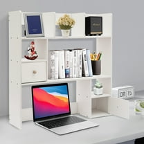 ChicHomey 9-Compartment White Desktop Bookshelf,White Tabletop Display Hutch,Space-Saving Tabletop Design,Freestanding Desk Organizer for Study & Office