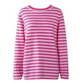 thumbnail image 2 of Vedolay Long Sweaters for Women Fall Sweaters Round Neck Striped Cute Winter Pullover Sweaters,Hot Pink One Size, 2 of 3