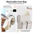 thumbnail image 6 of BGTREND Double Laundry Hamper with Lid, 180L Dirty Clothes Basket with 2 Removable Bags & 2 Side Pockets, Collapsible Laundry Sorter, Beige, 6 of 8