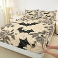 thumbnail image 3 of Feelyou Black Bat Animal Full Size Sheets, Retro Romantic Rose Bed Sheets, Halloween Theme Sheet Sets, Ultra Soft Home Decor, 4pcs, 3 of 7