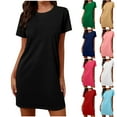 thumbnail image 5 of PFRNLF Womens T Shirt Dresses Summer Beach Vacation Casual Short Sleeve Crew Neck Mini Sundress, 5 of 7