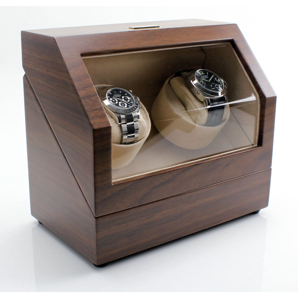 Heiden Watch Winders Battery Powered Dual Watch Winder Walnut