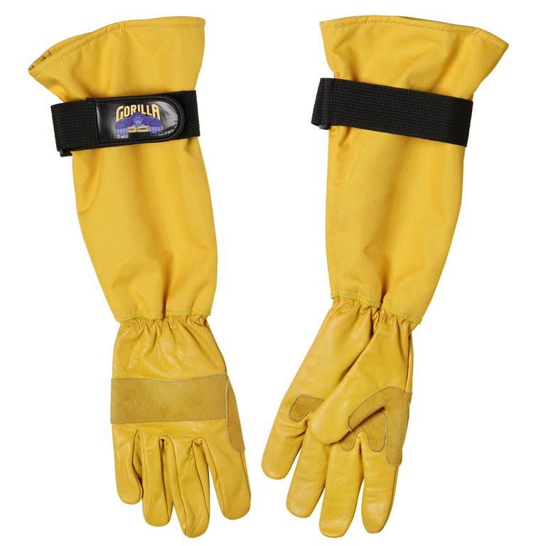 Gorilla Easy Connect Long Pruning Gardening Gloves Heavy Duty Lightweight and Tough, Size: Medium, Yellow