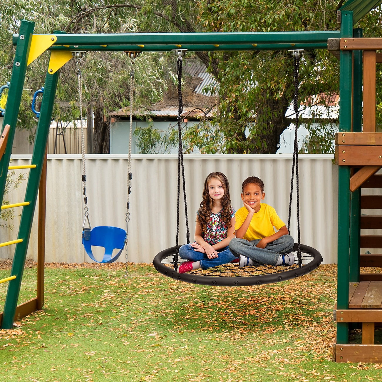 Spinner Swing Kids Round Web Swing Great for Tree, Backyard, Playground,  Playroom Accessories Included (40 Net Seat) 