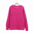 thumbnail image 2 of Womens Sweaters Fall Oversized Chunky Knitted Pullover Sweater Casual Long Sleeve Crewneck Cute Sweaters Rose Red S, 2 of 8