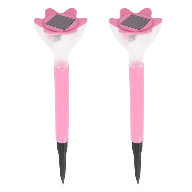 Shisuyan Solar Simulation Flower Lamp Pink Plastic 2Pack For Gardeners Front Yard Decor