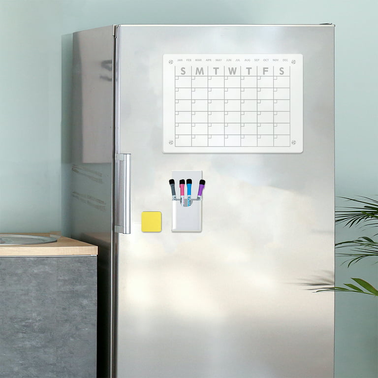  LAMPPE Magnetic Acrylic Calendar for Fridge, 2 Set Magnet  Fridge Calendar, Includes 4 Dry Erase Markers and 1 Eraser and 1 Magnetic  Pen Holder, 17X12 : Office Products