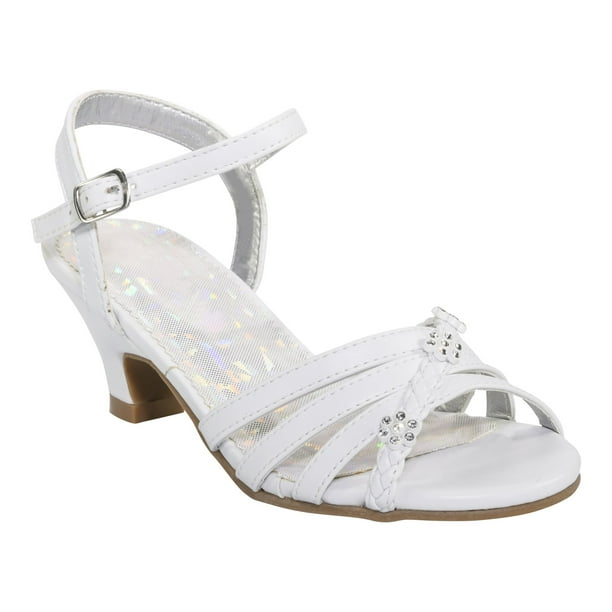 Eight Eighteen Girls Sparkle Low Heels Stylish Dress Shoes For Princess Parties Birthdays Toddler Little Girl Big Girl White Size 3 Big Kid Walmart Com