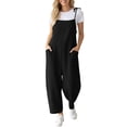 thumbnail image 3 of One Piece Jumpsuits for Women Casual Lace Up Sleeveless Solid Overalls With Pocket Drawstring Loose Spaghetti Strap Romper Trendy Jumpsuits, 3 of 7