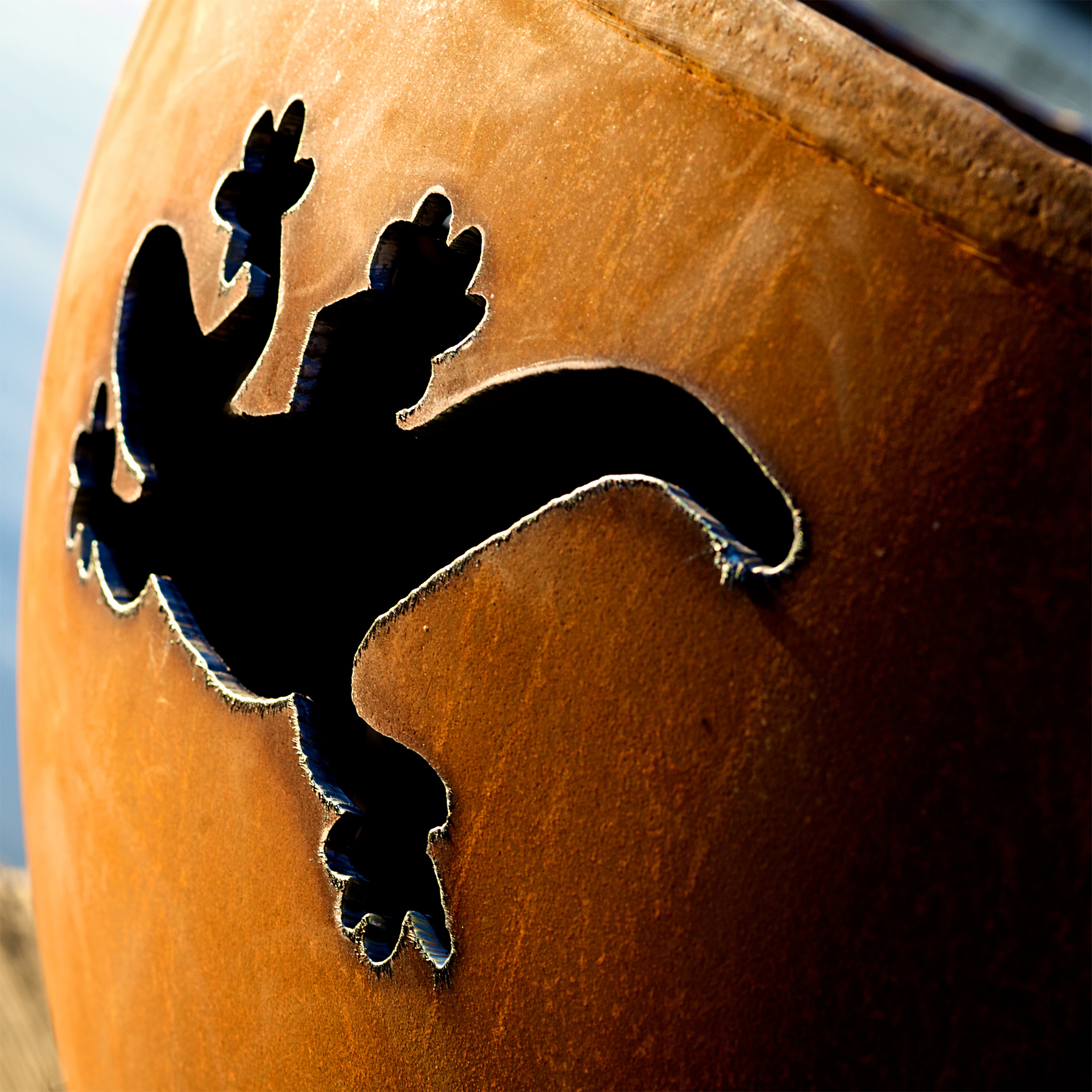 Kokopelli Natural Gas Fire Pit Bowl Outdoor Patio Furniture Steel Firepit Iron Oxide Finish Includes Brass Burner Match Lit 50lbs Lava Rock Flex Line Kit and Plate