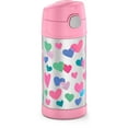 thumbnail image 4 of Thermos Stainless Steel Funtainer Water Bottle with Straw, Pink Hearts, 12 Fluid Ounces, 4 of 8