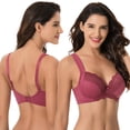 thumbnail image 6 of Curve Muse Women's Plus Size Unlined Underwire Lace Bra with Cushion Straps-Bluestone Print,Violet- Size:40C, 6 of 7