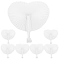 thumbnail image 1 of KAKOWELY 12 abanicos de papel con forma de corazón, abanicos plegables de mano, abanicos de papel blanco para bodas, 1 of 5