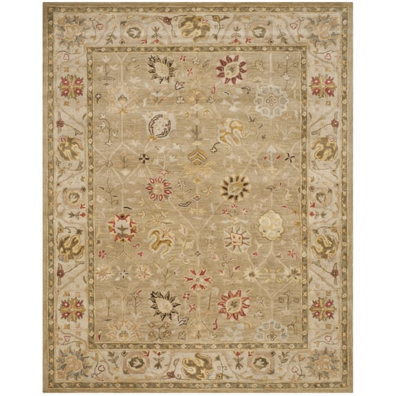 SAFAVIEH Antiquity Whitaker Floral Bordered Wool Area Rug, Taupe/Beige, 7'6" x 9'6"