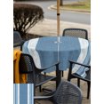 thumbnail image 5 of Outdoor Tablecloth with Umbrella Hole for Patio/Picnic/Party/Camping, Vintage Steel Blue Striped Waterproof Table Cloth Square Cover Washable, Farmhouse Modern Stripes Boho (54"x 54"), 5 of 9