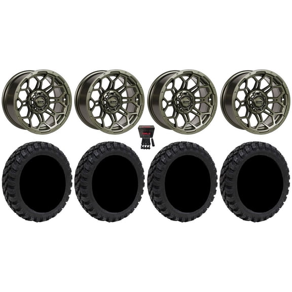 GTW Bravo 14" Golf Cart Wheels Green 23" Nomad Tires Yamaha