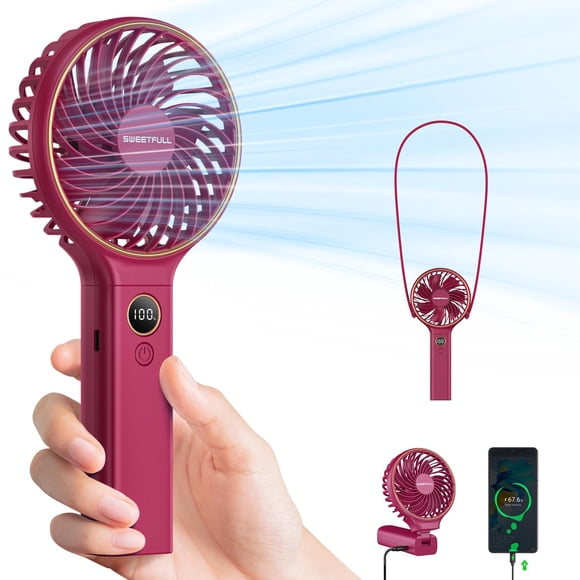 Ventilador portátil SWEETFULL de 5000 mAh recargable con viento de 6 velocidades