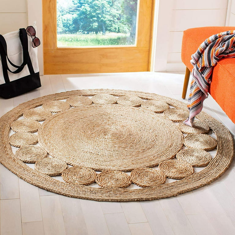 Avgari Creation Hand Woven, Oriental Jute Round Area Rug, Beige 5x5 Living  Room , Indoor, Garden Carpet Rug Doormat 