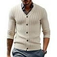 thumbnail image 2 of CharmCyan Men V Neck Button Down Cardigan Sweater Lightweight Knitwear Long Sleeve Soft Classic Fit Casual Top for Everyday Wear Beige L, 2 of 2